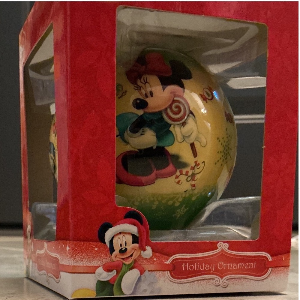 Disney Holiday Ornament Mickey Minnie Donald Pluto Christmas Ball New in Box